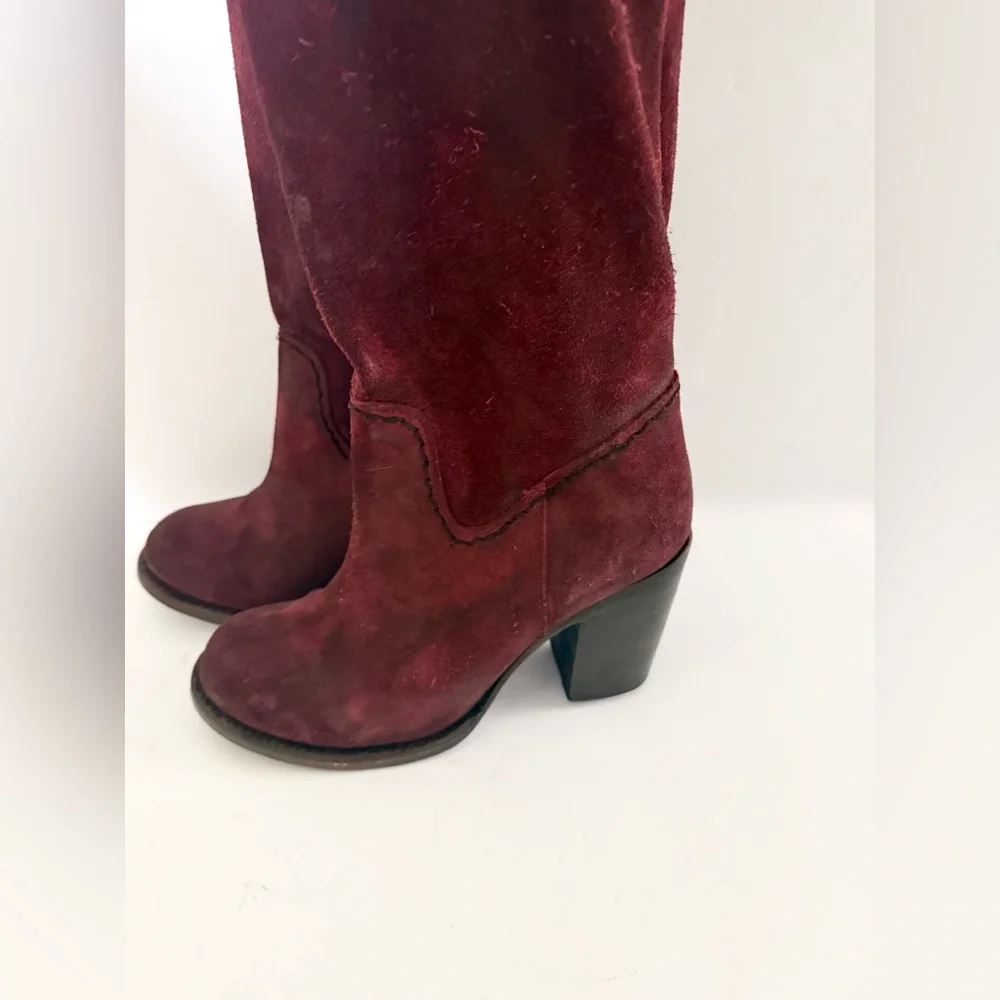 Women's Over-the-Knee Suede Boots in Burgundy